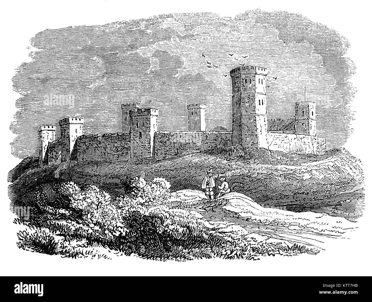 Oxford schloss war ein 11. Jahrhundert Norman mittelalterliche Burg auf der westlichen Seite der zentralen Oxford, wo sie eine wichtige Rolle im Konflikt der Anarchie, Bürgerkrieg in England zwischen 1135 und 1153 gespielt. Der Konflikt war eine Folge der Krise durch den Unfalltod von William Adelin, die einzige legitime Sohn von Heinrich I. im Jahre 1120 ausgelöst. Henry's versucht, seine Tochter zu installieren, installieren Sie die Kaiserin Mathilde, als seinen Nachfolger erfolglos waren und auf Henrys Tod im Jahr 1135 übernahm sein Neffe Stephen von Blois den Thron mit Hilfe von Stephen's Bruder beschlagnahmt, Heinrich von Blois, Bischof von Winchester. Stockfoto