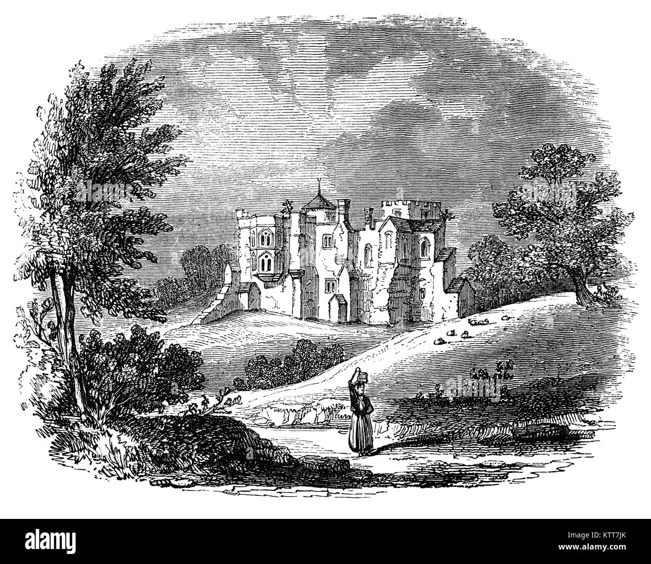 Woodstock Palast wurde eine königliche Residenz in der englischen Stadt Woodstock, Oxfordshire. Heinrich I. von England eine Jagd hier Lodge und 1129 baute er 7 Meilen der Wände der ersten geschlossenen Park, wo Löwen und Leoparden gehalten wurden, zu erstellen. Die Lodge wurde ein Palast unter Henry's Enkel, Heinrich II., die Zeit hier mit seiner Herrin, Rosamund Clifford verbracht. Stockfoto