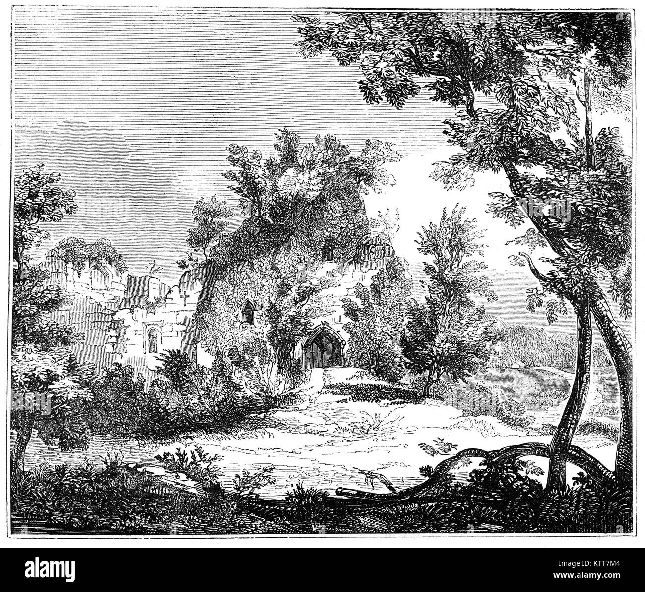 Goodrich Castle ist eine mittelalterliche Burg im Norden des Dorfes Goodrich in Herefordshire, England gelegen, eine zentrale Lage zwischen Monmouth und Ross-on-Wye, Controlling. Im 12. Jahrhundert die ursprüngliche Burg ersetzt wurde mit einem Stein halten und wurde dann deutlich während des späten 13. Jahrhunderts in eine konzentrische Struktur aus luxuriösem Wohnraum mit umfangreichen Verteidigung erweitert. Der Erfolg von Design des Goodrich beeinflusst viele andere Konstruktionen über England im Laufe der folgenden Jahre. Stockfoto