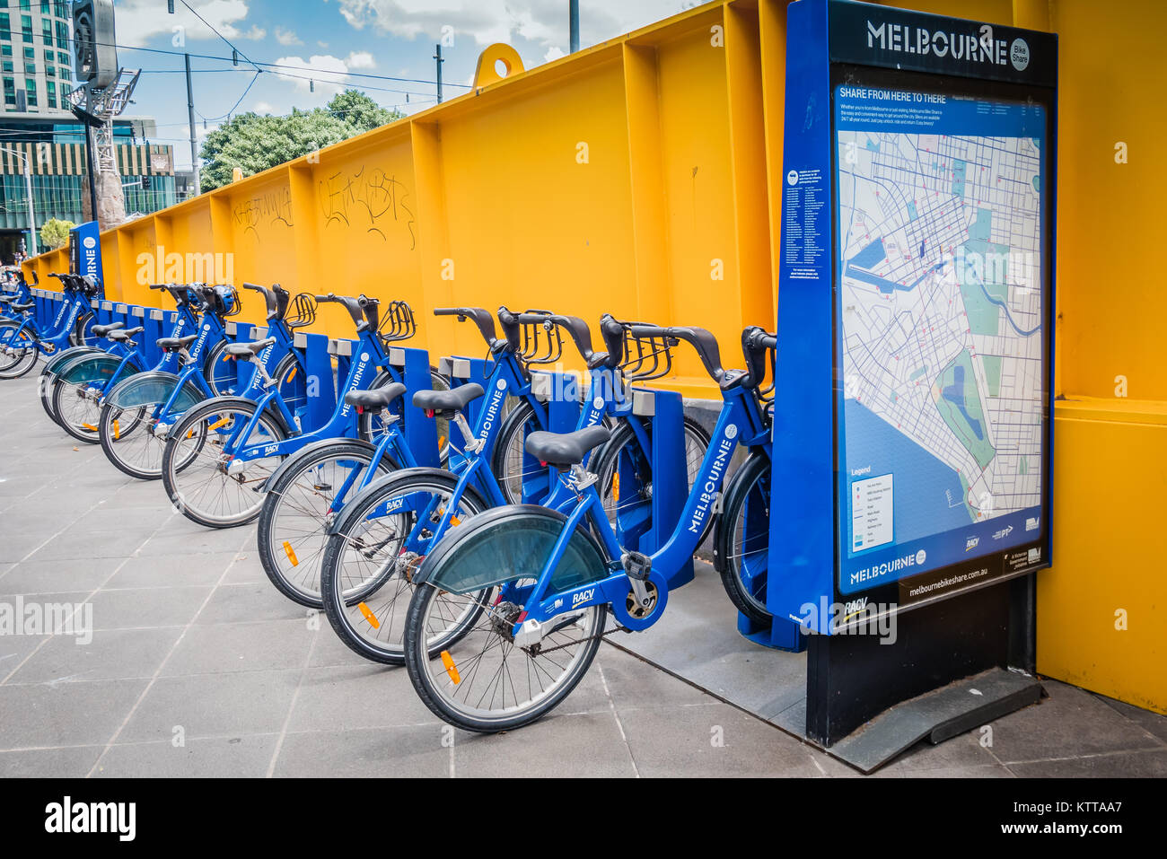 Melbourne Fahrradverleih Stockfoto