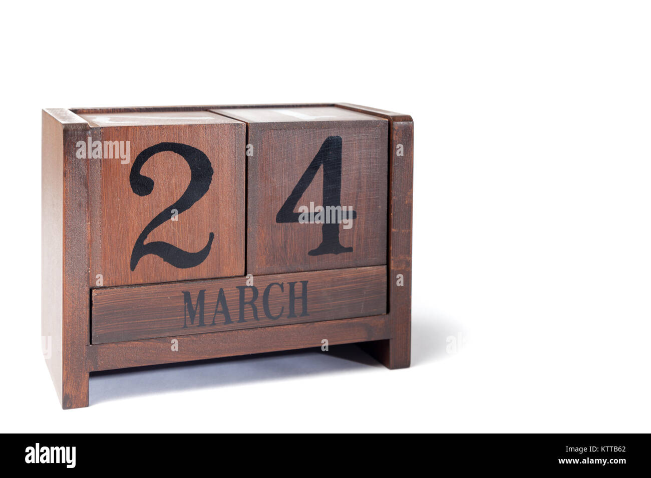 Holz- Perpetual Kalender März 24. Stockfoto