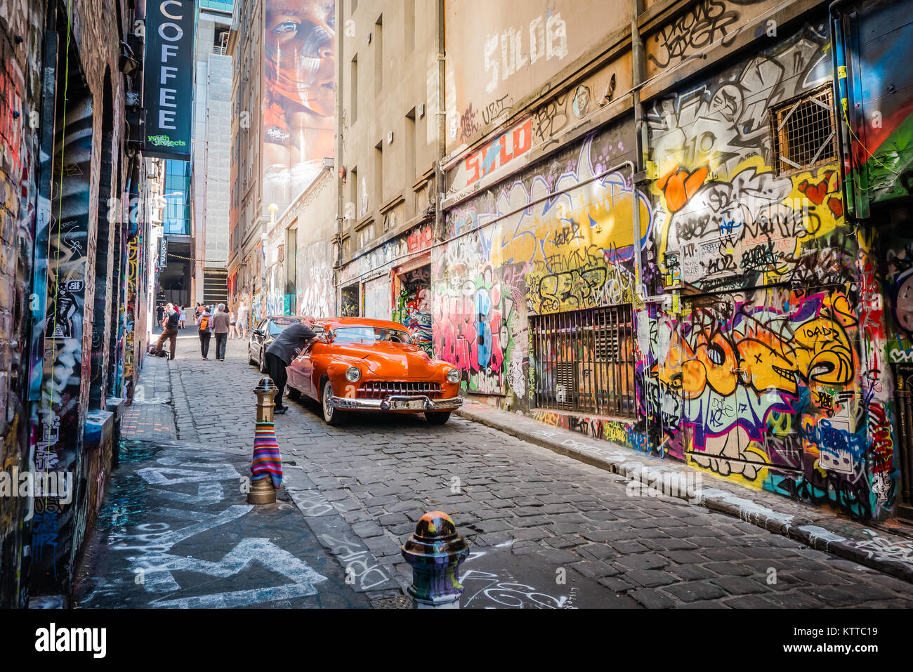 Melbourne hoiser Lane berühmten Graffiti Lane Stockfoto