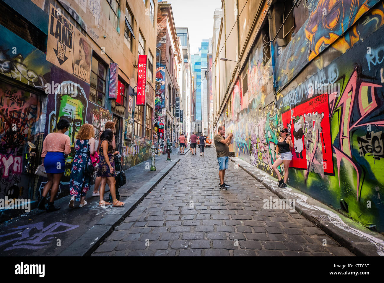 Melbourne hoiser Lane berühmten Graffiti Lane Stockfoto