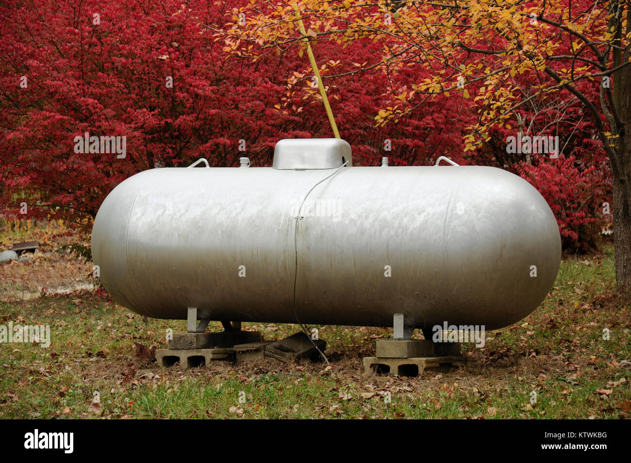 Propan Gas Tank im ländlichen Bereich des Brown County, Indiana Stockfoto
