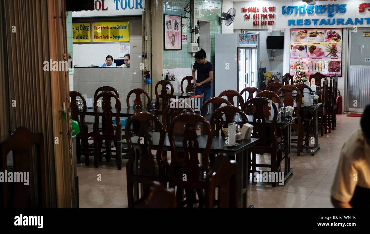 Essbereich im Capitol Restaurant und Pension Oknha Tep Phan Straße 182 Phnom Penh Kambodscha in der Nähe von Orussey-markt Stockfoto
