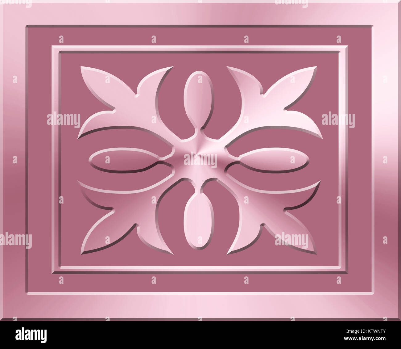 Zierpflanzen Emblem in zwei Farben von Pastell rosa Stockfoto