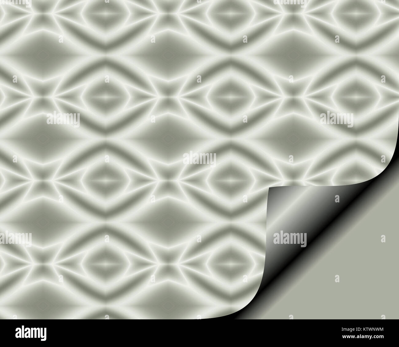 Abstrakte Papier mit Seite in sanft-grauen Farbton mit Diamond Star pattern curl Stockfoto