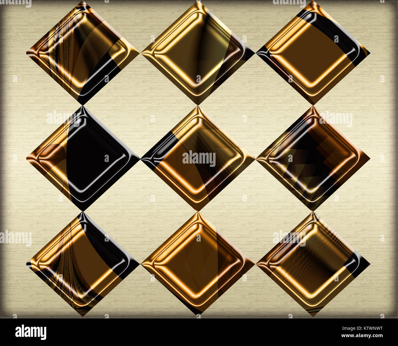 Diamond Raster in strukturierte Metallische Gold auf neutralem Hintergrund Stockfoto