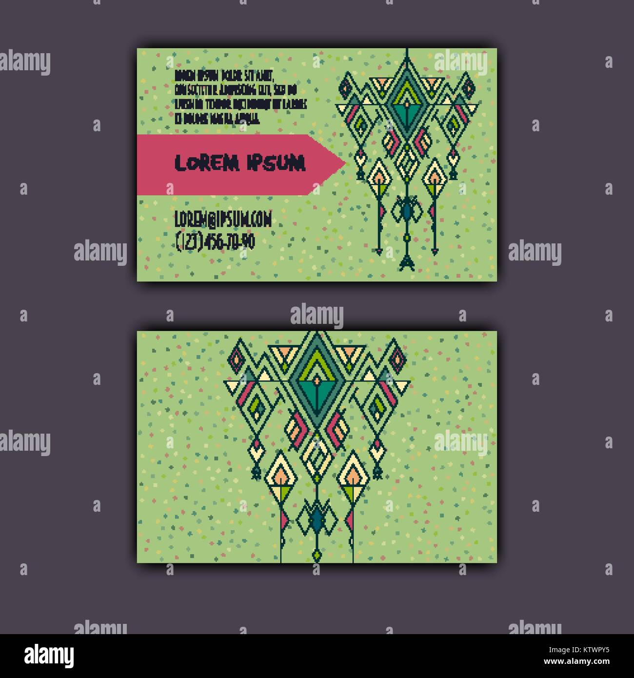 Vektor ethnischen Visitenkarte vorlage mit Tribal geometrische Element. Stock Vektor