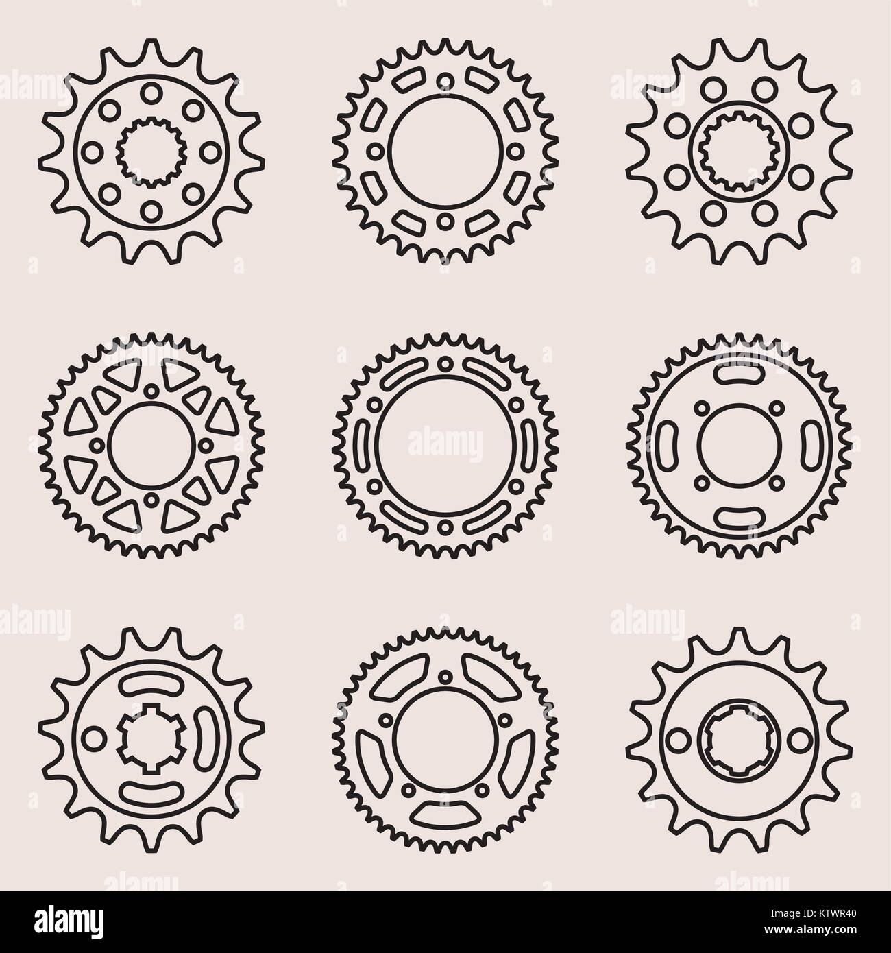 Kettenrad vektor Icon Set Stock Vektor