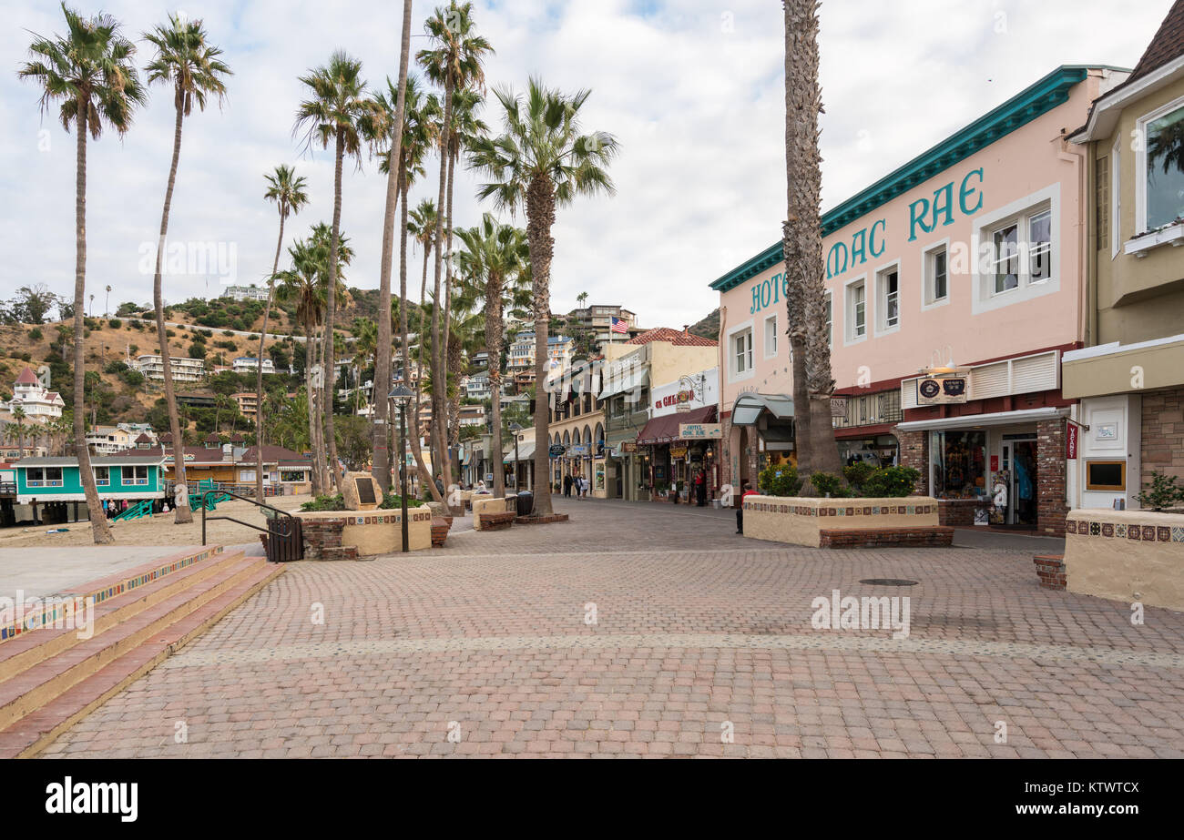 Promenade in Avalon auf Catalina Island Stockfoto