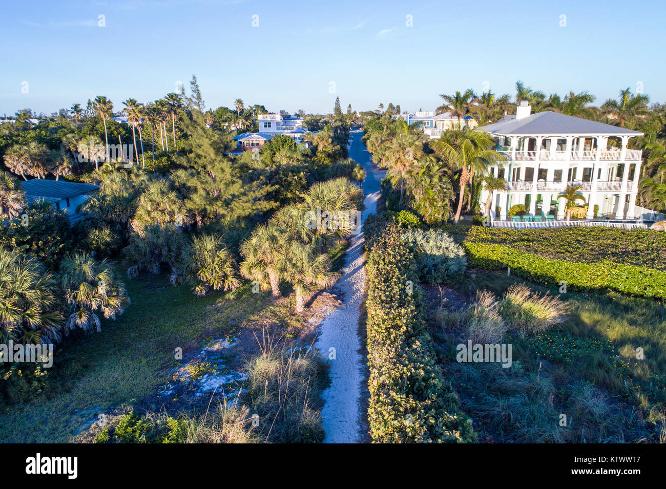 Anna Maria Barrier Island Florida, Holmes Beach, direkt am Strand, Häuser Häuser Residenzen, Luftaufnahme aus der Vogelperspektive oben, Besucher reisen Reise Tour Stockfoto