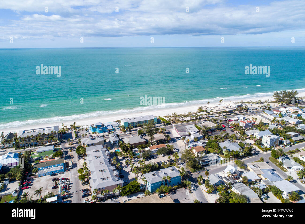 Florida, FL South, Bradenton Beach, Golf von Mexiko, Luftaufnahme aus der Vogelperspektive oben, Besucher reisen Reise touristischer Tourismus Wahrzeichen Stockfoto