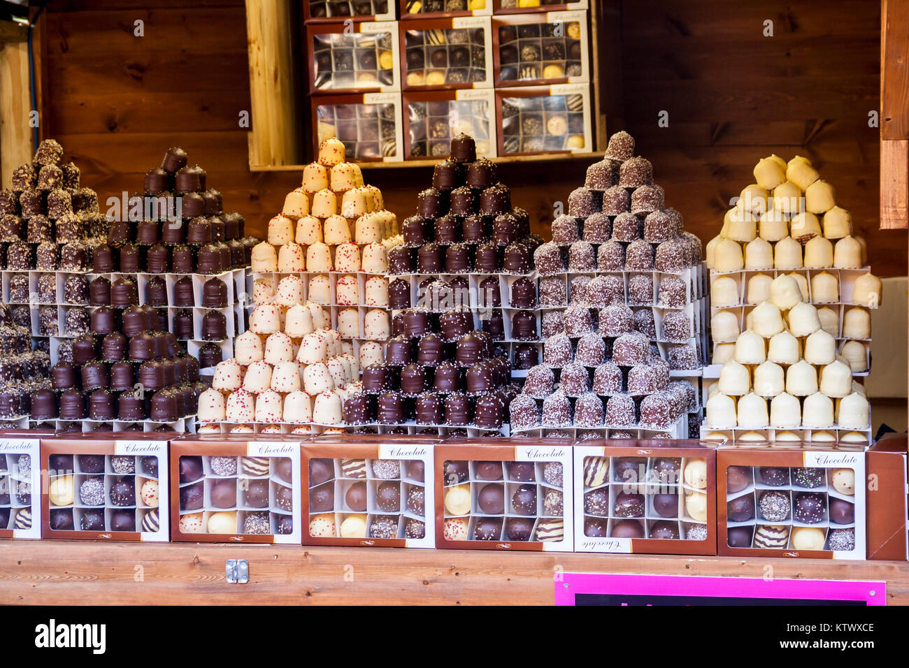 Luxus Schokolade Weihnachtsmarkt Teacakes, Chester, Cheshire Vereinigtes Königreich Stockfoto