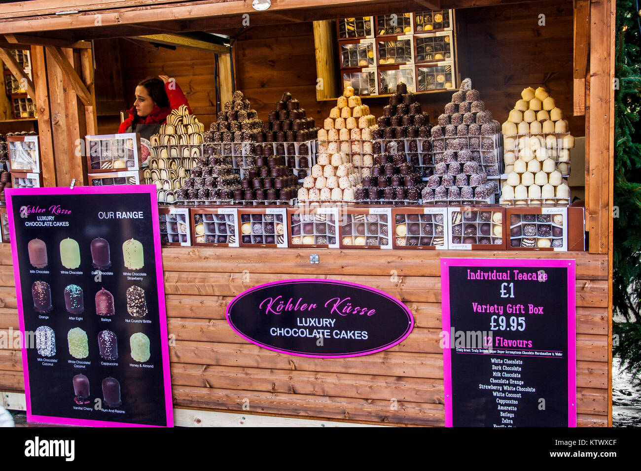 Luxus Schokolade Weihnachtsmarkt Teacakes, Chester, Cheshire Vereinigtes Königreich Stockfoto