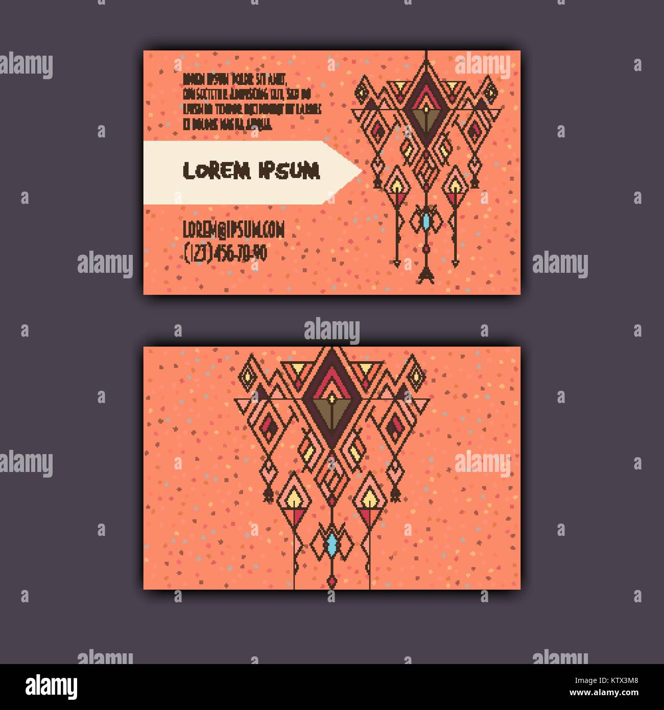 Vektor ethnischen Visitenkarte vorlage mit Tribal geometrische Element. Stock Vektor