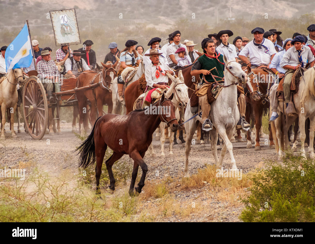 Cabalgata de Los Gauchos, Gaucho horse Parade von San Juan Vallecito, Provinz San Juan, Argentinien, Südamerika Stockfoto