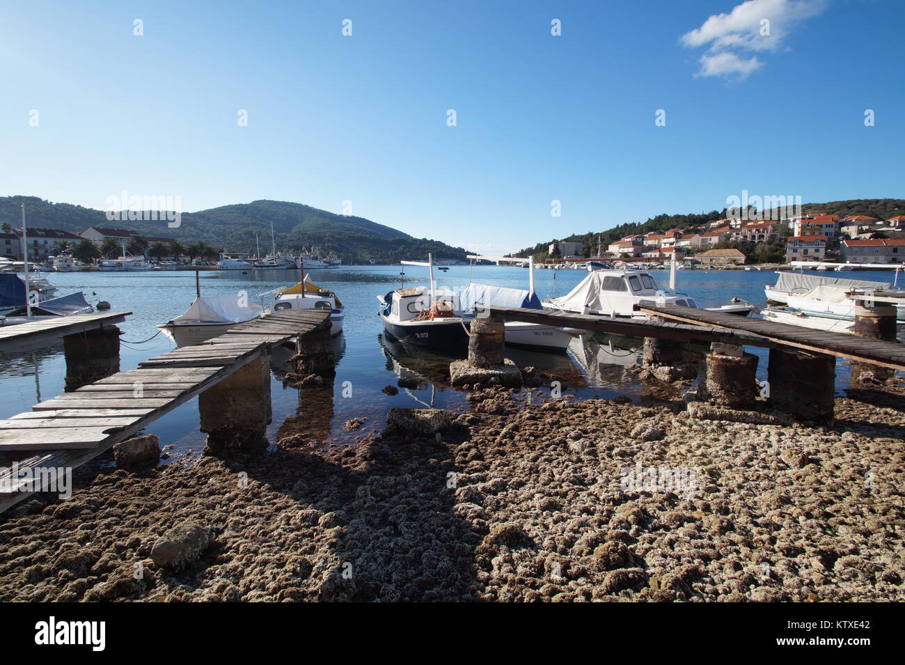 Vela Luka Stadt, Insel Korcula, Kroatien Stockfoto