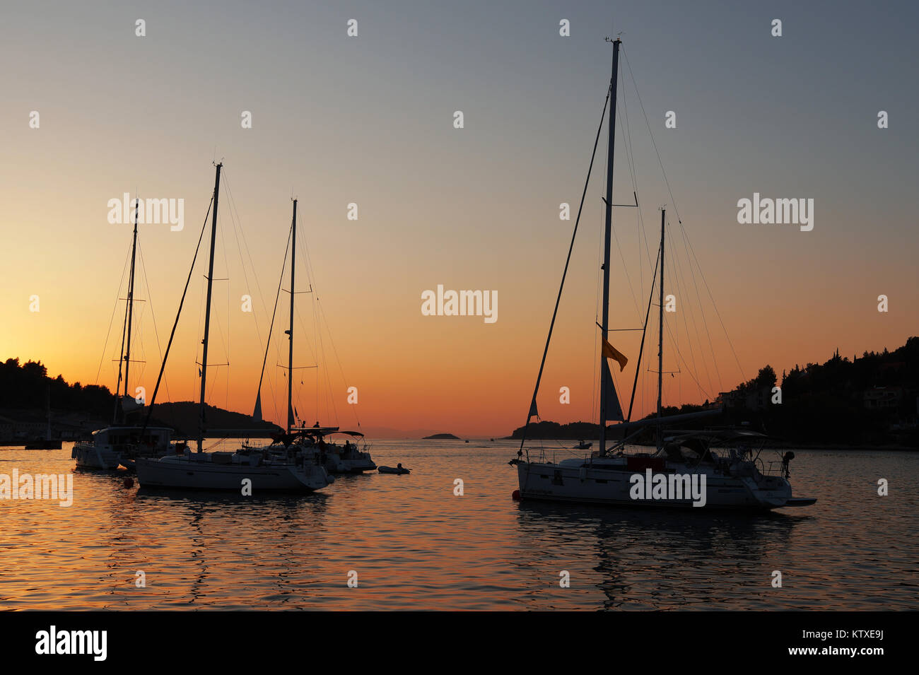 Segelboote in Vela Luka insel Korcula Stockfoto