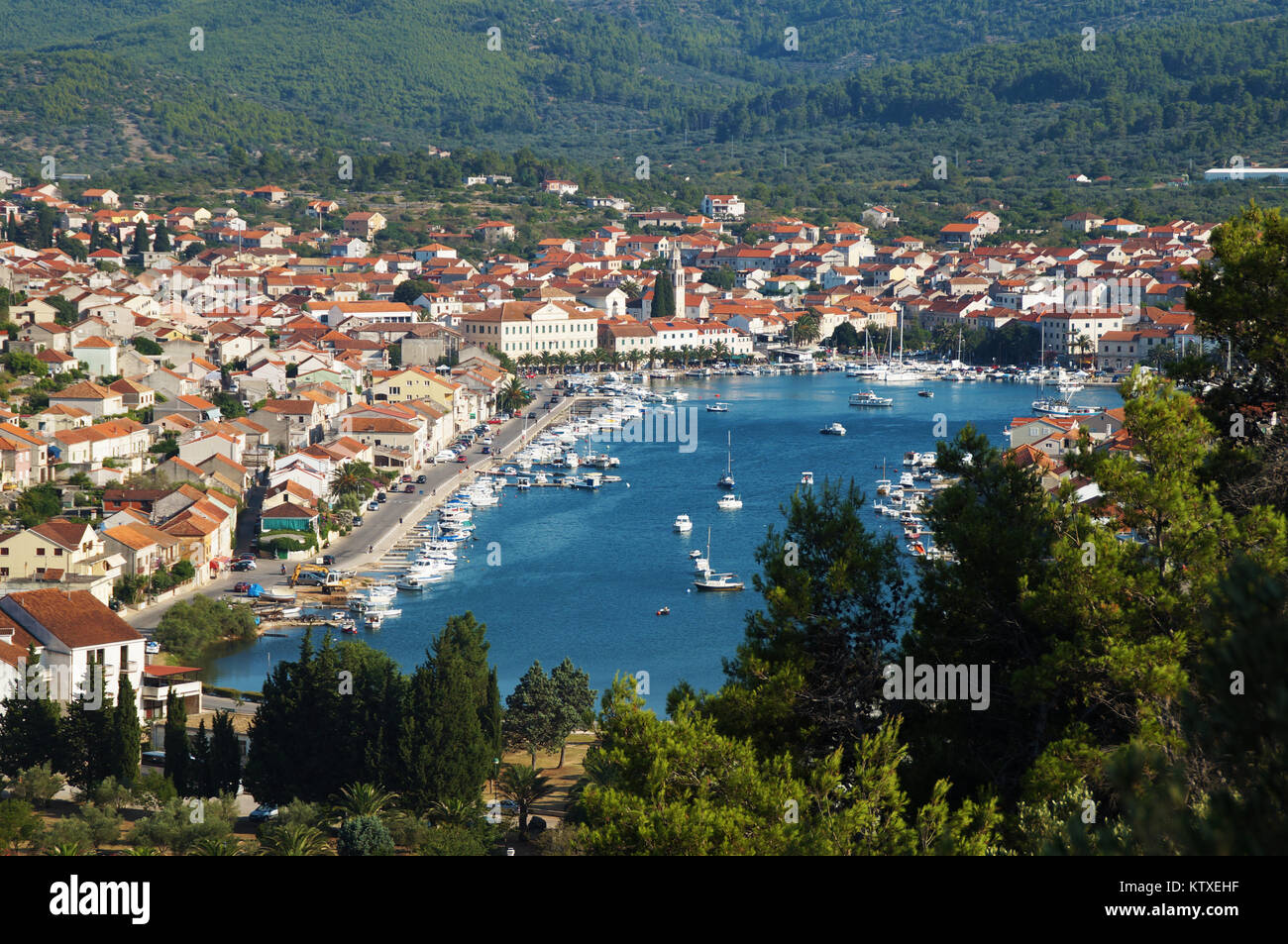 Blick auf Vela Luka insel Korcula Stockfoto