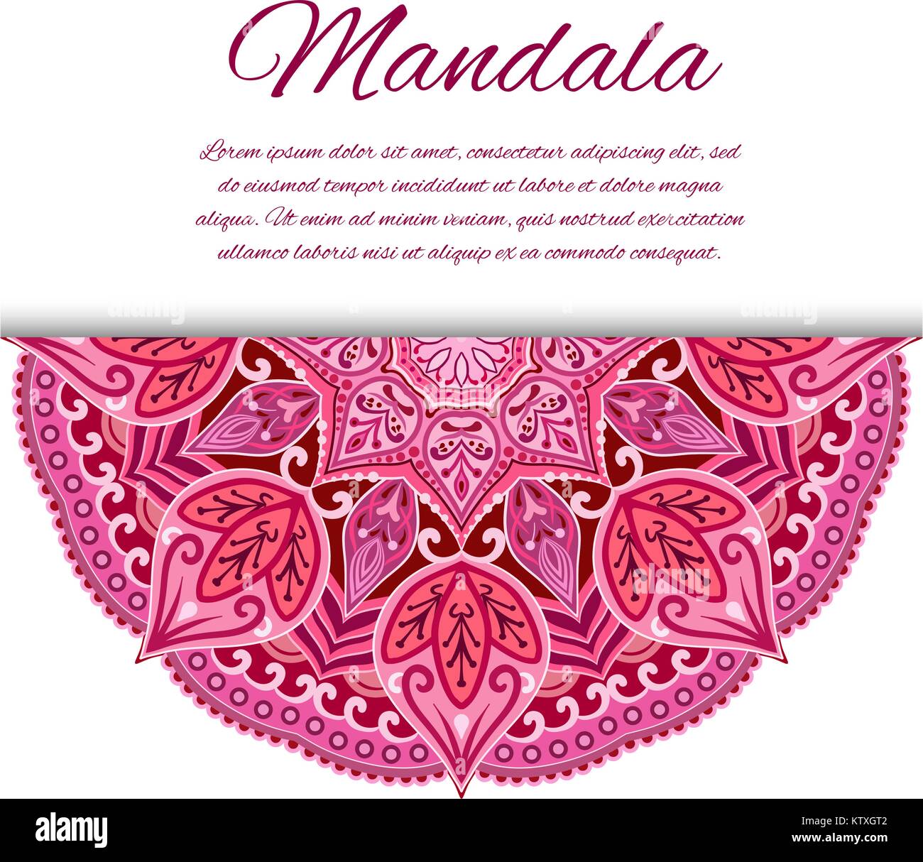 Karte mit roten Mandala. Vector Hintergrund Stock Vektor