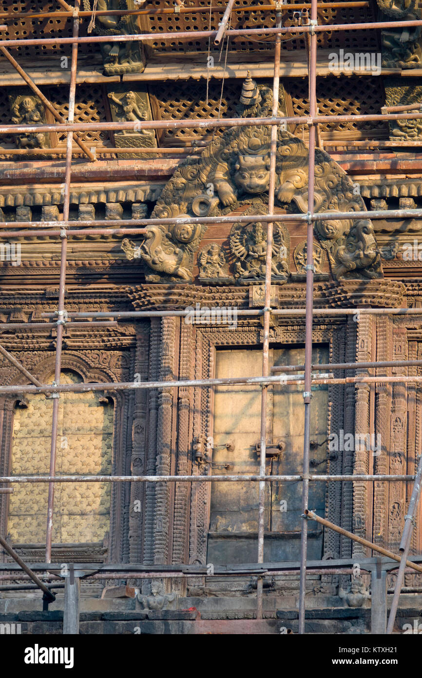 Erdbeben beschädigte Gebäude in Kathmandu Durbar Square, Nepal Stockfoto