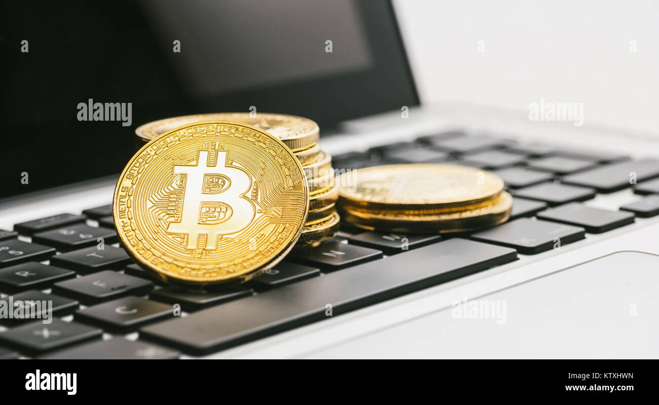 Digitale Bitcoin-Cash cryptocurrency auf Notebook Stockfoto