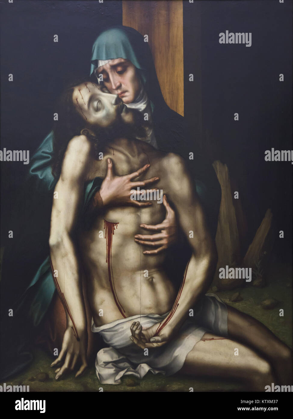 Gemälde "Pieta" von Spanischen manieristischen Maler Luis de Morales (Ca. 1570), die in der Real Academia de Bellas Artes de San Fernando (Königliche Akademie der Schönen Künste von San Fernando) in Madrid, Spanien. Stockfoto