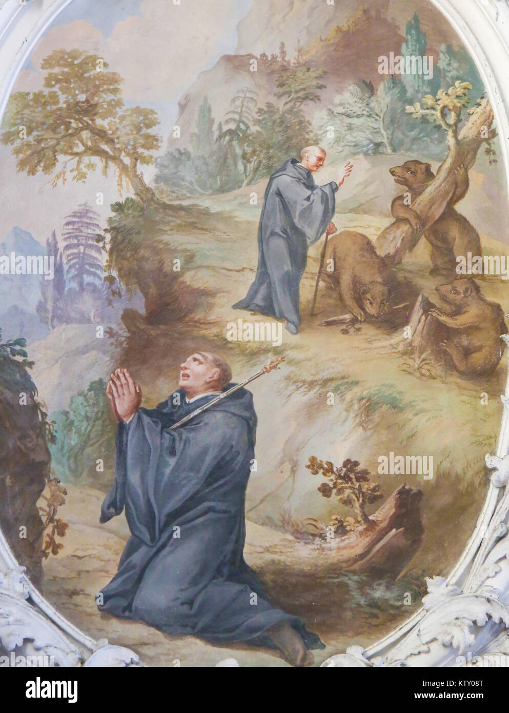 Fresko des Heiligen Magnus von Füssen, Sankt Mang, predigen zu den