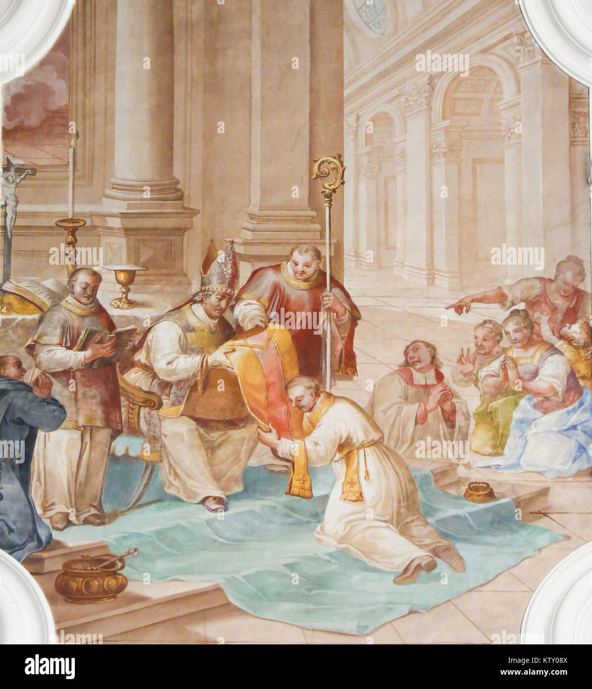 Fresko die Weihe des Heiligen Magnus von Füssen, Sankt Mang, in der