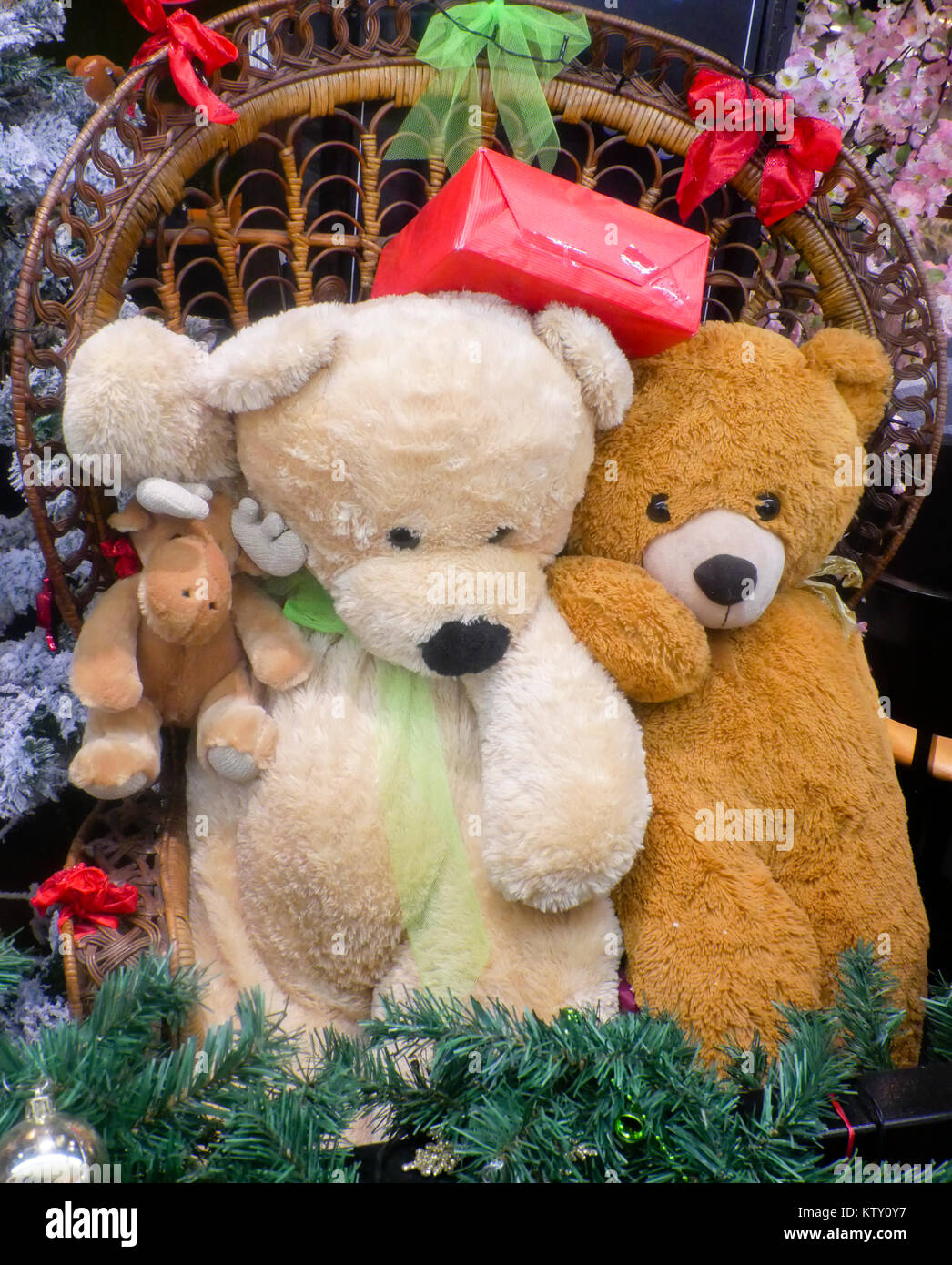 Teddy Bear Family zu Weihnachten Stockfoto