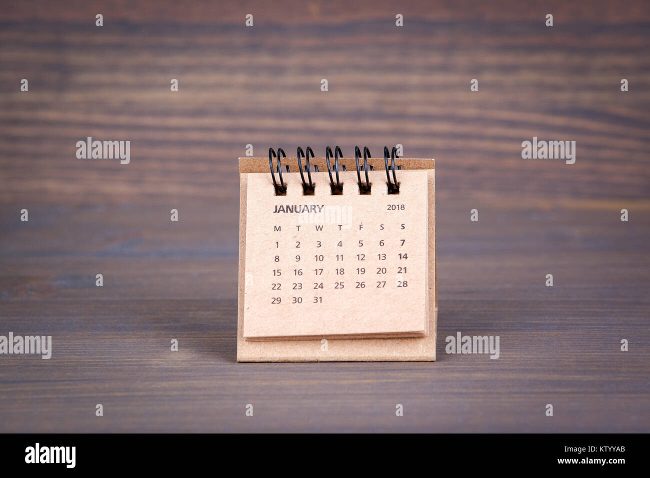 Tage des Januar 2018. Schreibtisch Kalender Stockfoto