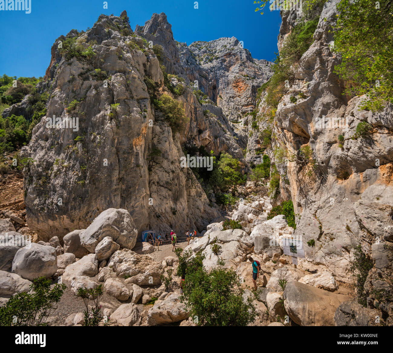 Eingang Gorropu Canyon, Gola Su Gorropu, Supramonte Bergkette Gennargentu Nationalpark, Sardinien, Italien Stockfoto