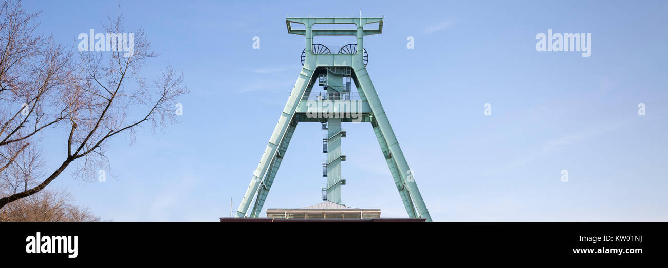 Fördergerüst, Deutsches Bergbau-Museum, Bochum, Ruhrgebiet, Nordrhein-Westfalen, Deutschland, Europa Stockfoto