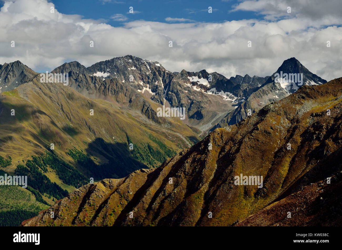 Osttirol Nationalpark Hohe Tauern, Schöne führenden Punkt Tschadinspitze, Kristall, rote Taste und Gl? disspitze im Stack Gruppe, Schönleitenspitze, Kristallkop Stockfoto