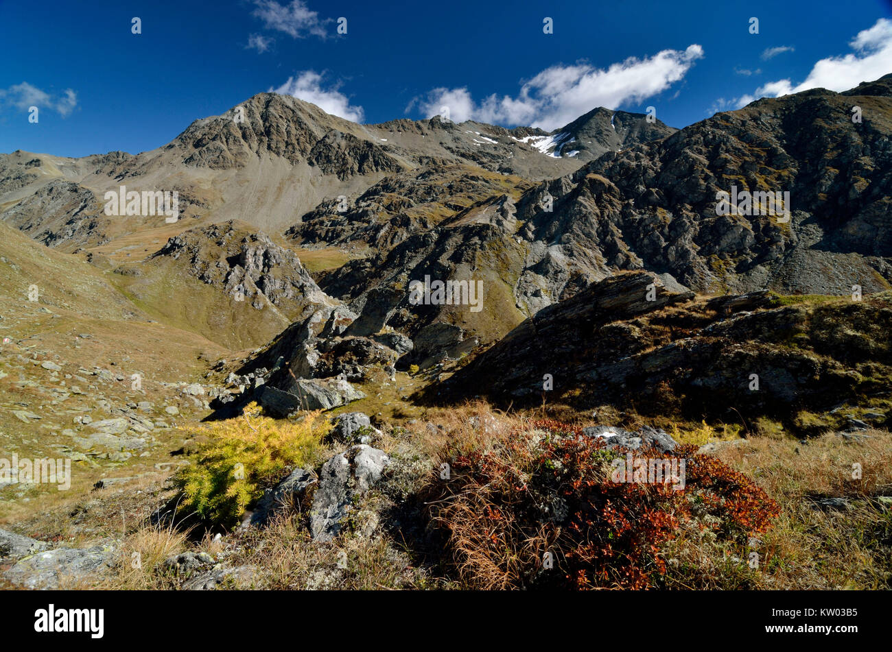 Osttirol Nationalpark Hohe Tauern, Peischlacht? rl, Zinggetz, Gridenkark? pfe und schlechte Weibl des Stapels Gruppe, Peischlachtörl, Gridenkarköpfe und Böses Weibl der Sc Stockfoto