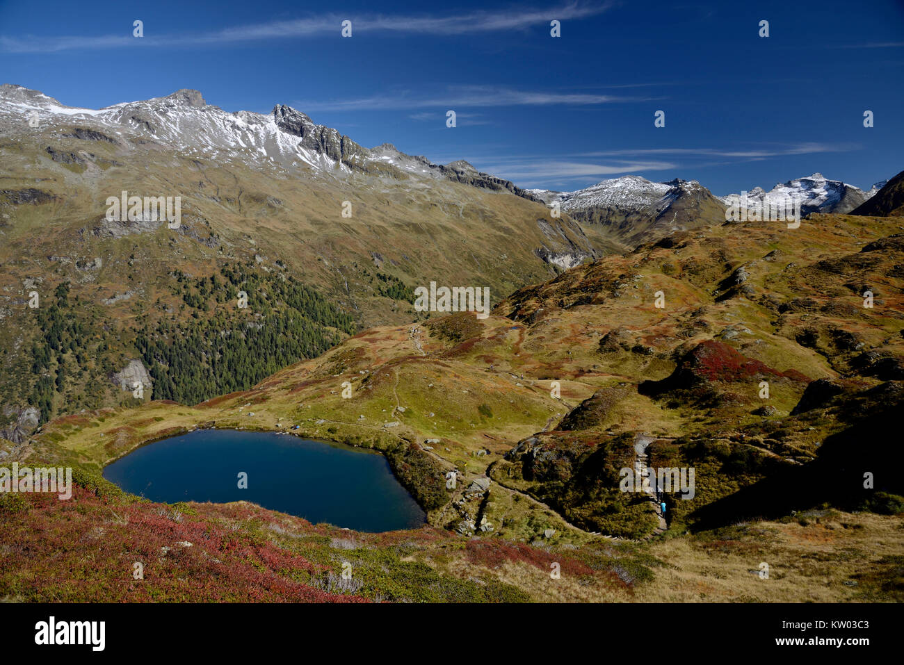 Osttirol Nationalpark Hohe Tauern, Gletscher Lehre weg, Salz betroffenen Boden See in der Gro?, Salzbodensee venedigemassiv, Gletscherlehrweg im Großvenedigemassiv Stockfoto