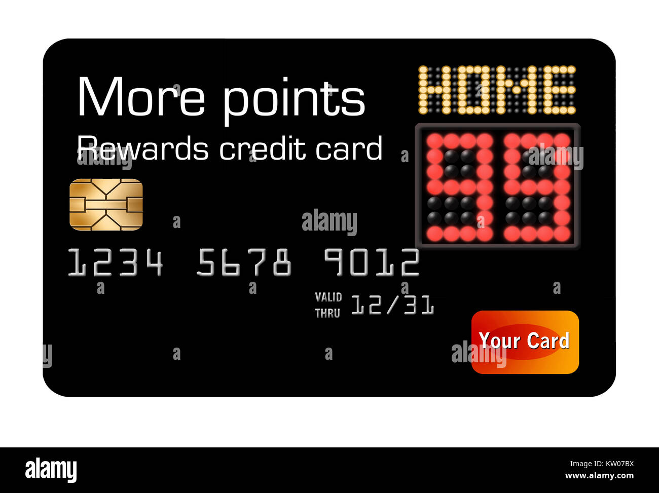 Mehr Belohnung Punkte von Ihrer Kreditkarte erhalten. Generische Karte mit Basketball Thema und Anzeiger. Stockfoto