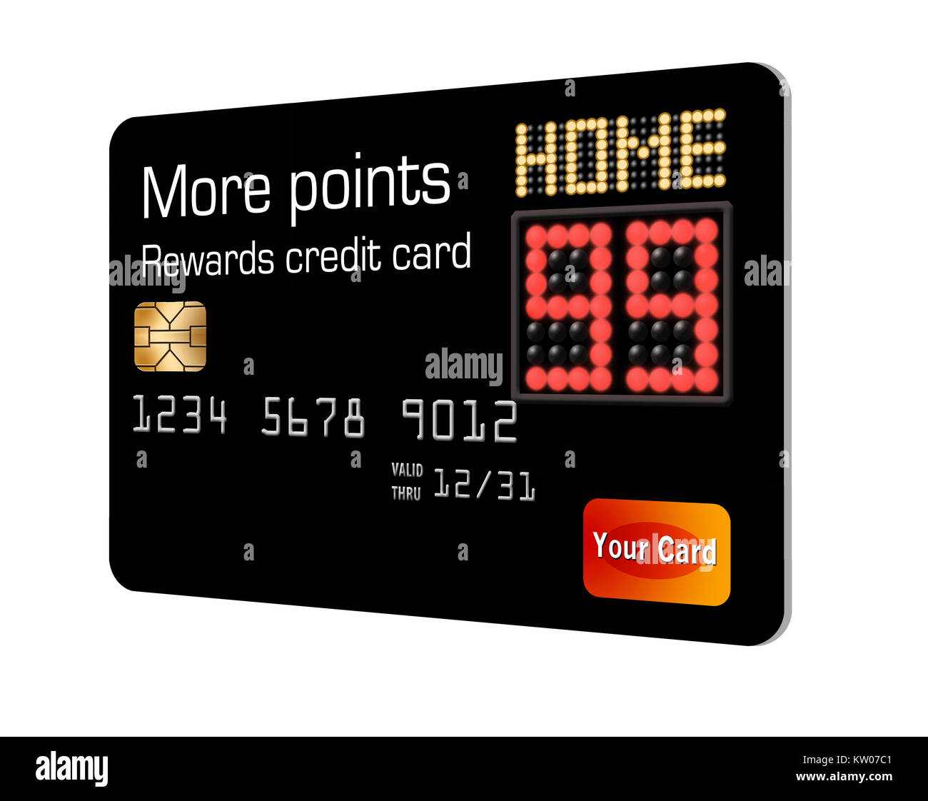Mehr Belohnung Punkte von Ihrer Kreditkarte erhalten. Generische Karte mit Basketball Thema und Anzeiger. Stockfoto