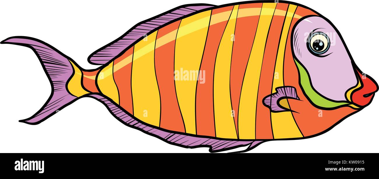 Isolierte Buntbarsch-aquarium Fisch Stock Vektor