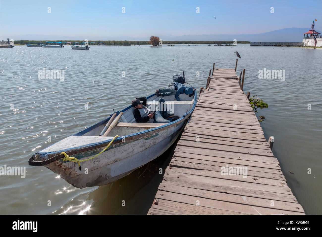 Siesta am Hafen, Chapala, Jalisco, Mexiko Stockfoto