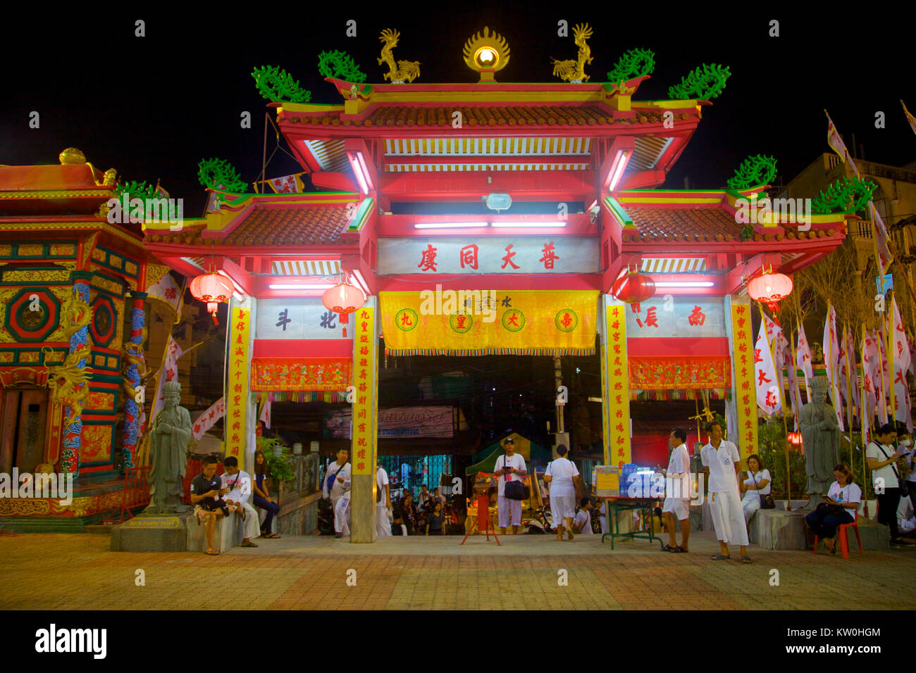 Eine chinesische Tempel in Phuket Town während der Vegetarische Festival. Thailand Stockfoto