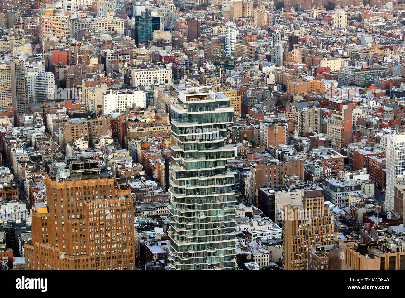 56 Leonard, ein neues Luxus Apartment Gebäude, von einer Welt Observatorium, das One World Trade Center, Manhattan, New York City, New York, zu sehen Stockfoto