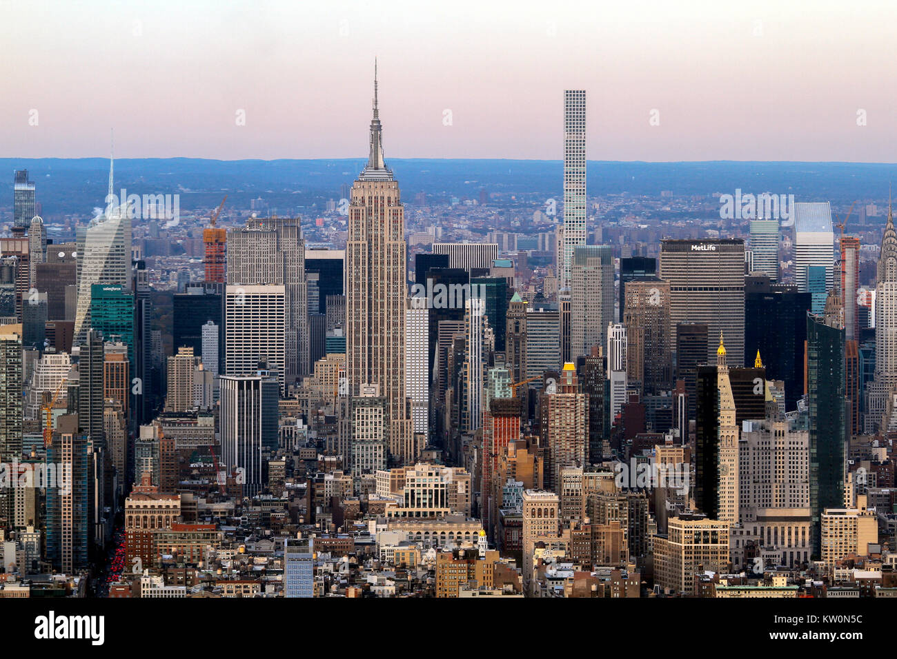 Ein Blick nach Norden, in Richtung Midtown Manhattan, von einer Welt Observatorium, das One World Trade Center, Manhattan, New York, New York Stockfoto