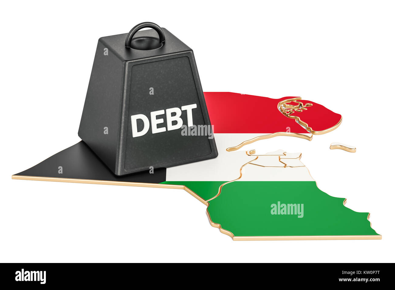 Kuwait Staatsverschuldung oder Haushaltsdefizit, Finanzkrise Konzept, 3D-Rendering Stockfoto