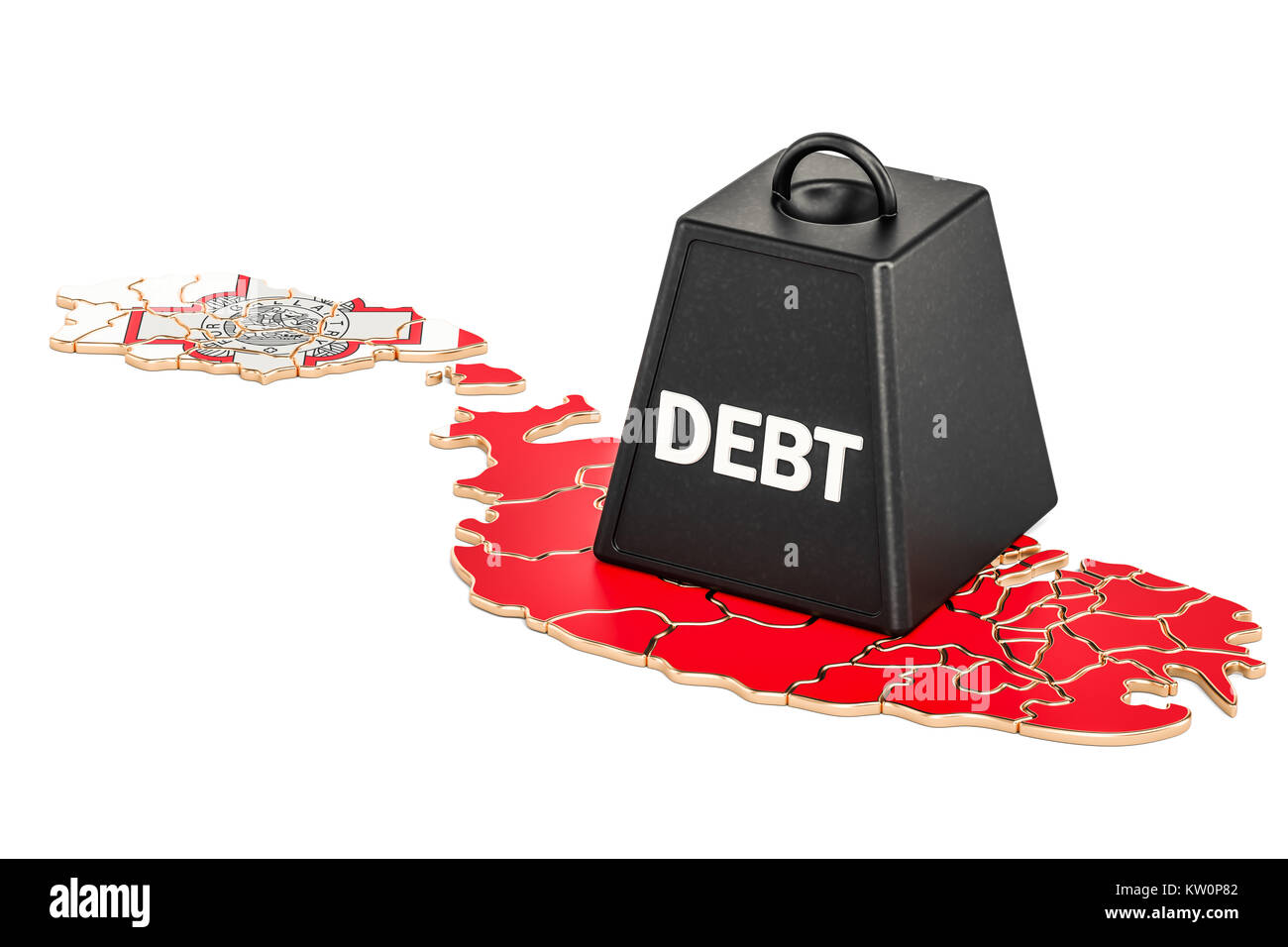 Malta Staatsverschuldung oder Haushaltsdefizit, Finanzkrise Konzept, 3D-Rendering Stockfoto