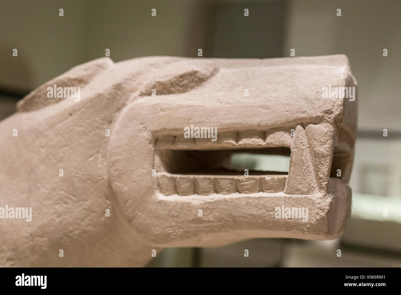 Madrid, Spanien - 10. November 2017: Löwin von Baena, die Iberische Kultur. Kopf detail. Nationales Archäologisches Museum, Madrid Stockfoto