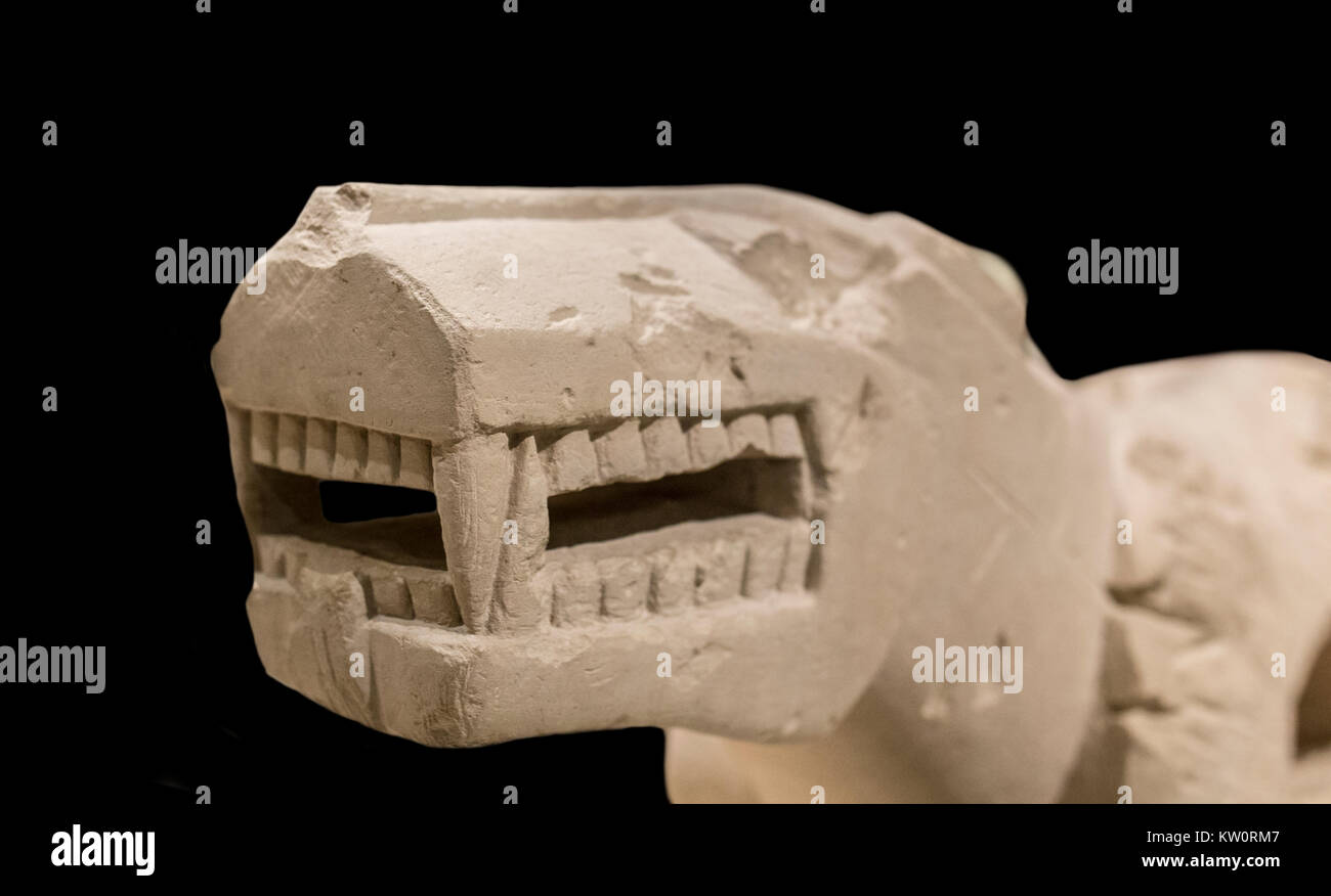 Madrid, Spanien - 10. November 2017: Löwin von Baena, die Iberische Kultur. Kopf detail. Nationales Archäologisches Museum, Madrid Stockfoto