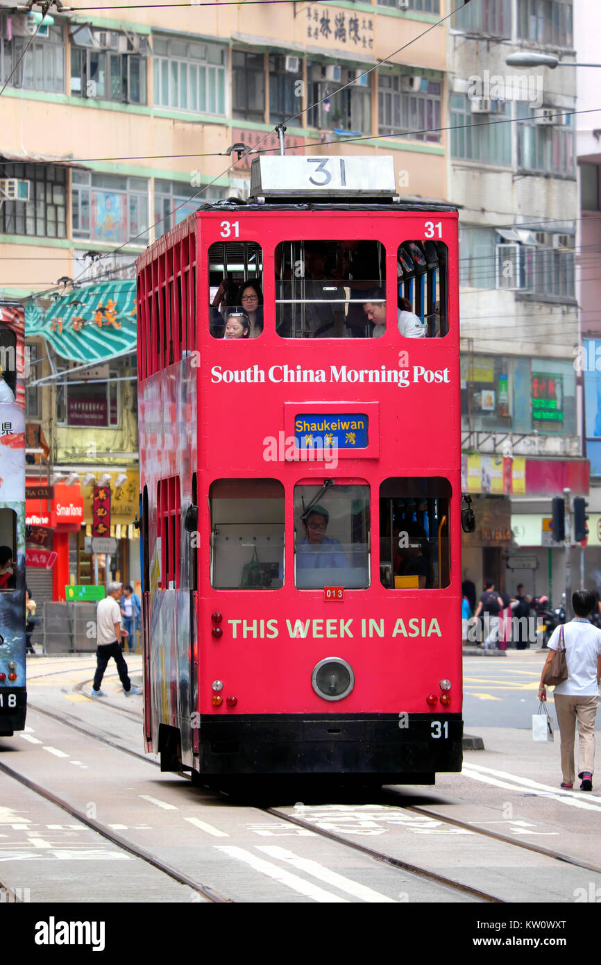 Straßenbahn, die Insel Hongkong, China Stockfoto