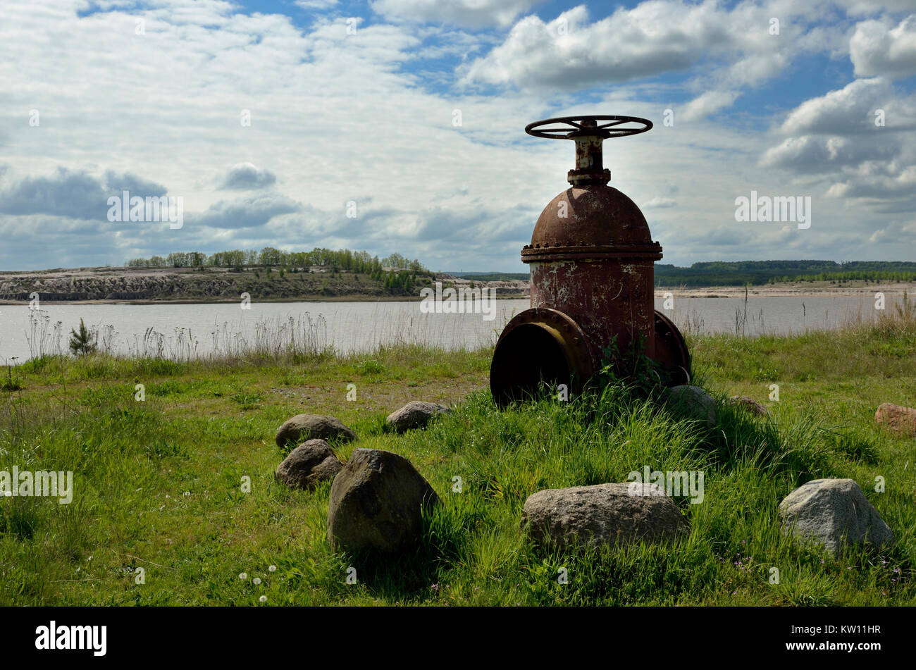 Bergbau folge Landschaft, Lausitzer Meer Land, NSG Wanninchen, schlabendorfer See, Bergbaufolgelandschaft Schlabendorfer, Lausitzer Seenland, siehe Stockfoto